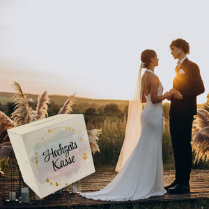 Hochzeit Spardose mit dekorativem Design und goldenen Herzen - Hochzeitskasse
