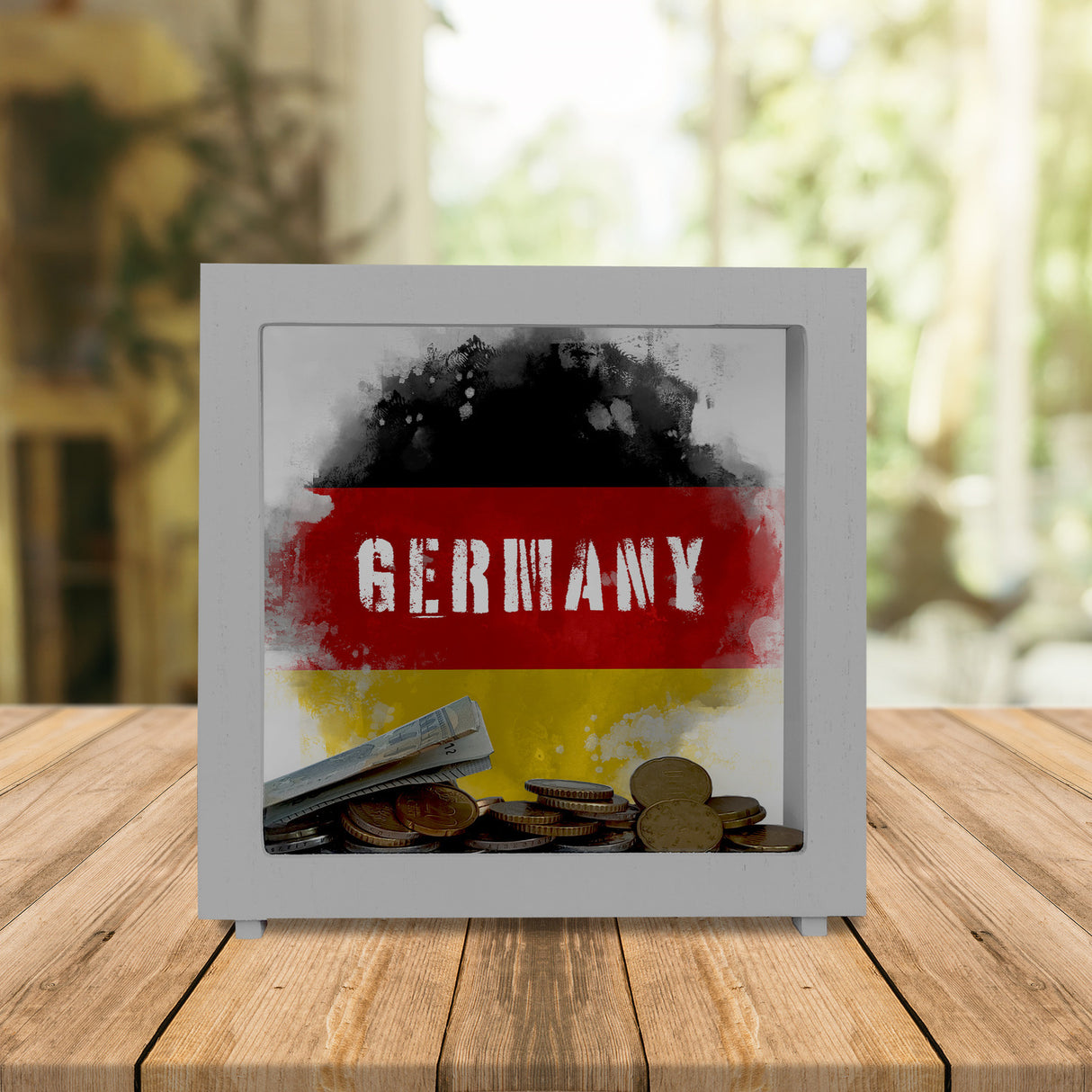 Spardose mit Deutschland-Flagge im Used Look - Sparschwein für Urlauber