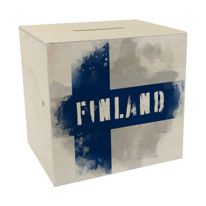 Spardose mit Finnland-Flagge im Used Look - Sparschwein für Urlauber