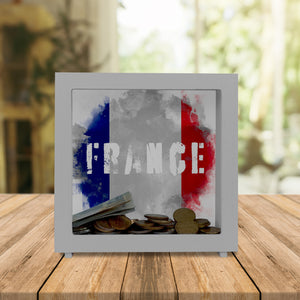 Spardose mit Frankreich-Flagge im Used Look - Sparschwein für Urlauber