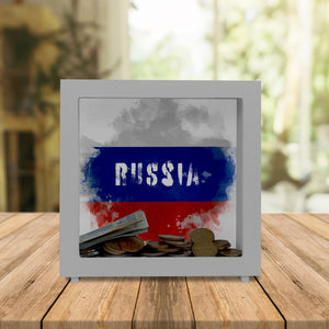 Spardose mit Russland-Flagge im Used Look - Sparschwein für Urlauber