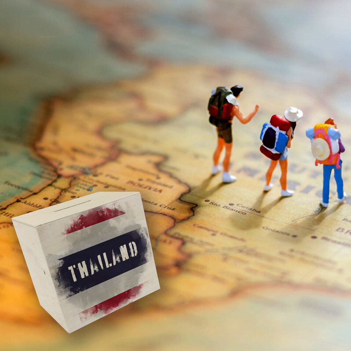 Spardose Thailand-Flagge im Used Look - Sparschwein für Urlauber