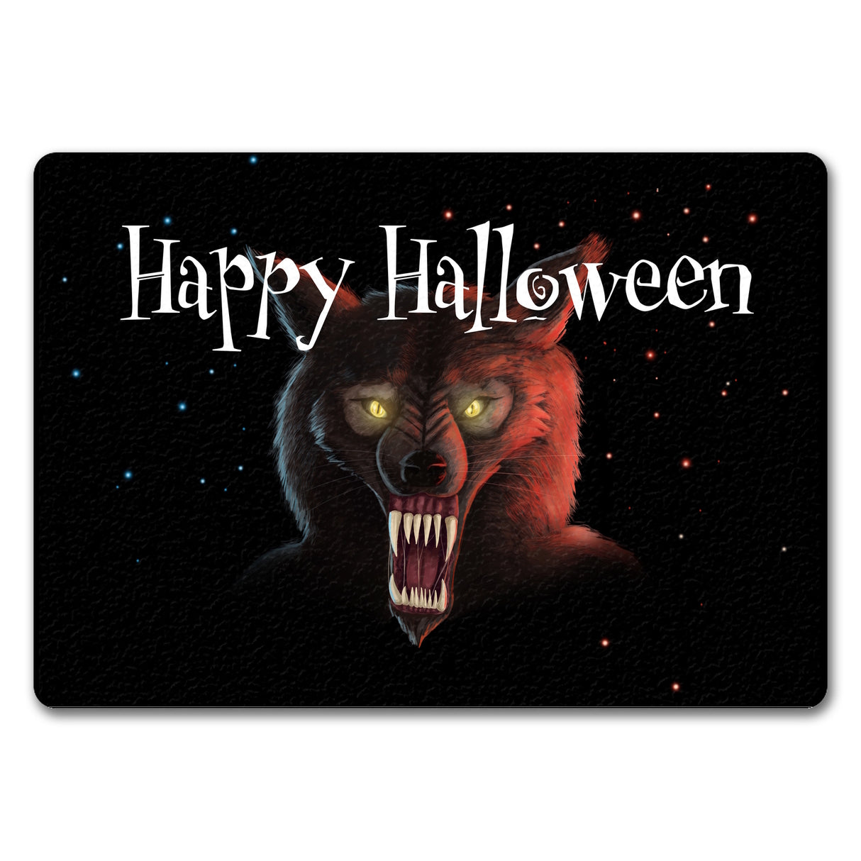 Fußmatte mit Werwolf Motiv und Happy Halloween Schriftzug