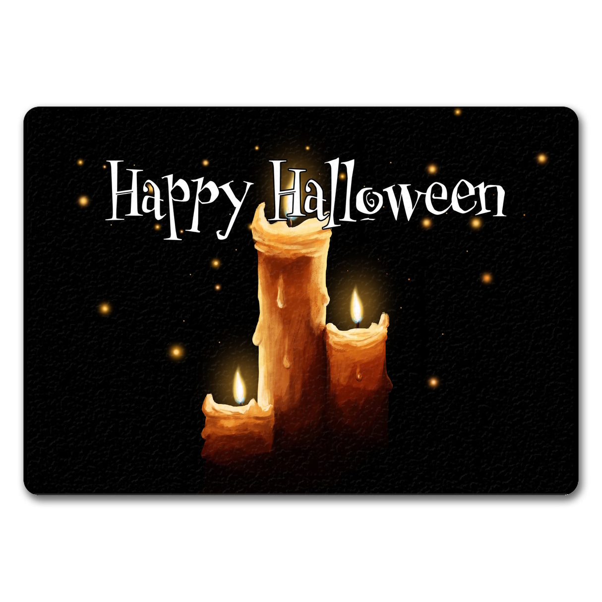 Fußmatte in 35x50 cm mit Kerze Motiv und Happy Halloween Schriftzug