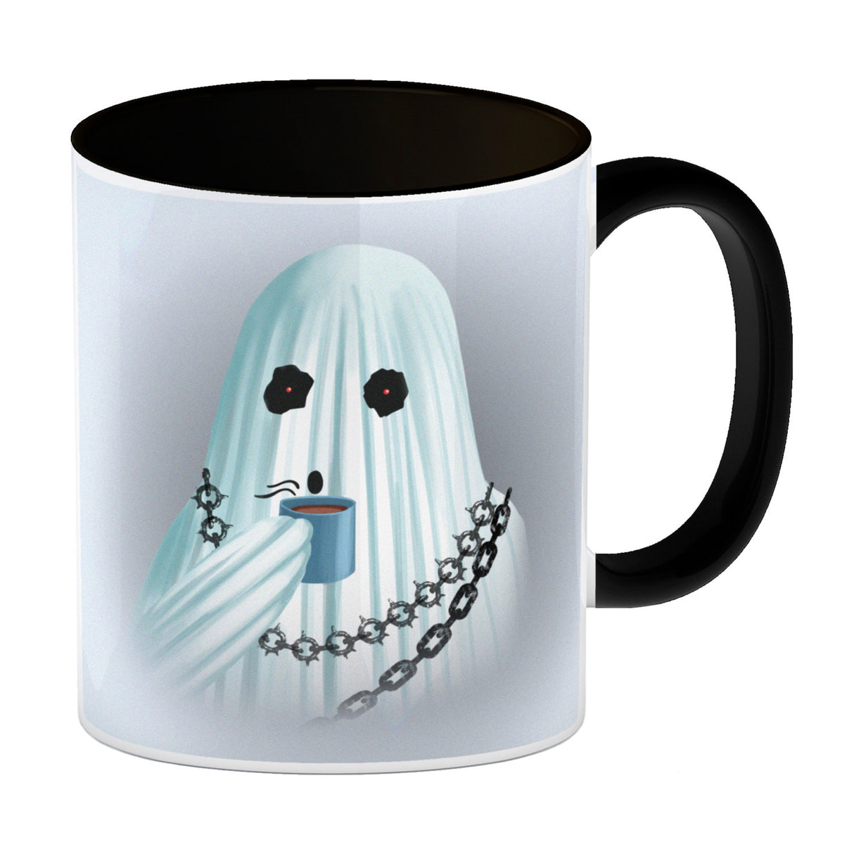 Kaffeebecher mit lustigem Motiv und Spruch - Auch Geister brauchen Kaffee -