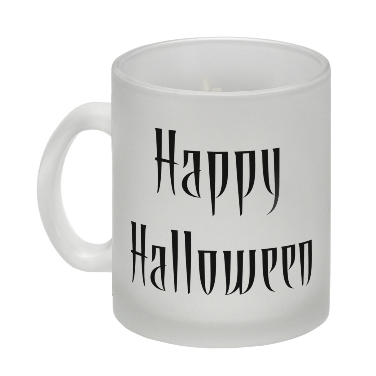 Kaffeetasse mit Totenköpfen und brennenden Kerzen - Happy Halloween