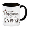 Kaffeebecher mit lustigem Motiv und Spruch - Meine Blutgruppe ist Kaffee