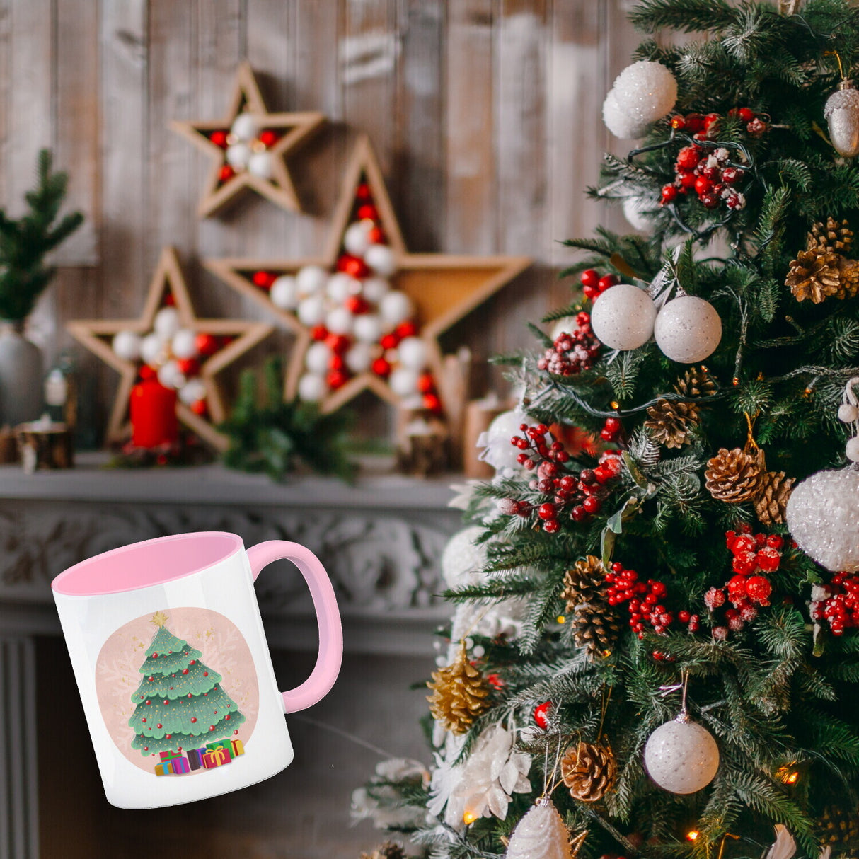 Merry Christmas Kaffeetasse mit schönem Weihnachtsbaum Motiv und Spruch