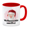 Weihnachtsmuffel witzige Kaffeetasse mit lustlosem Weihnachtsmann Motiv