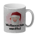 Weihnachtsmuffel witzige Kaffeetasse mit lustlosem Weihnachtsmann Motiv