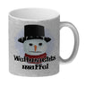 Weihnachtsmuffel witzige Kaffeetasse mit lustlosem Schneemann Motiv