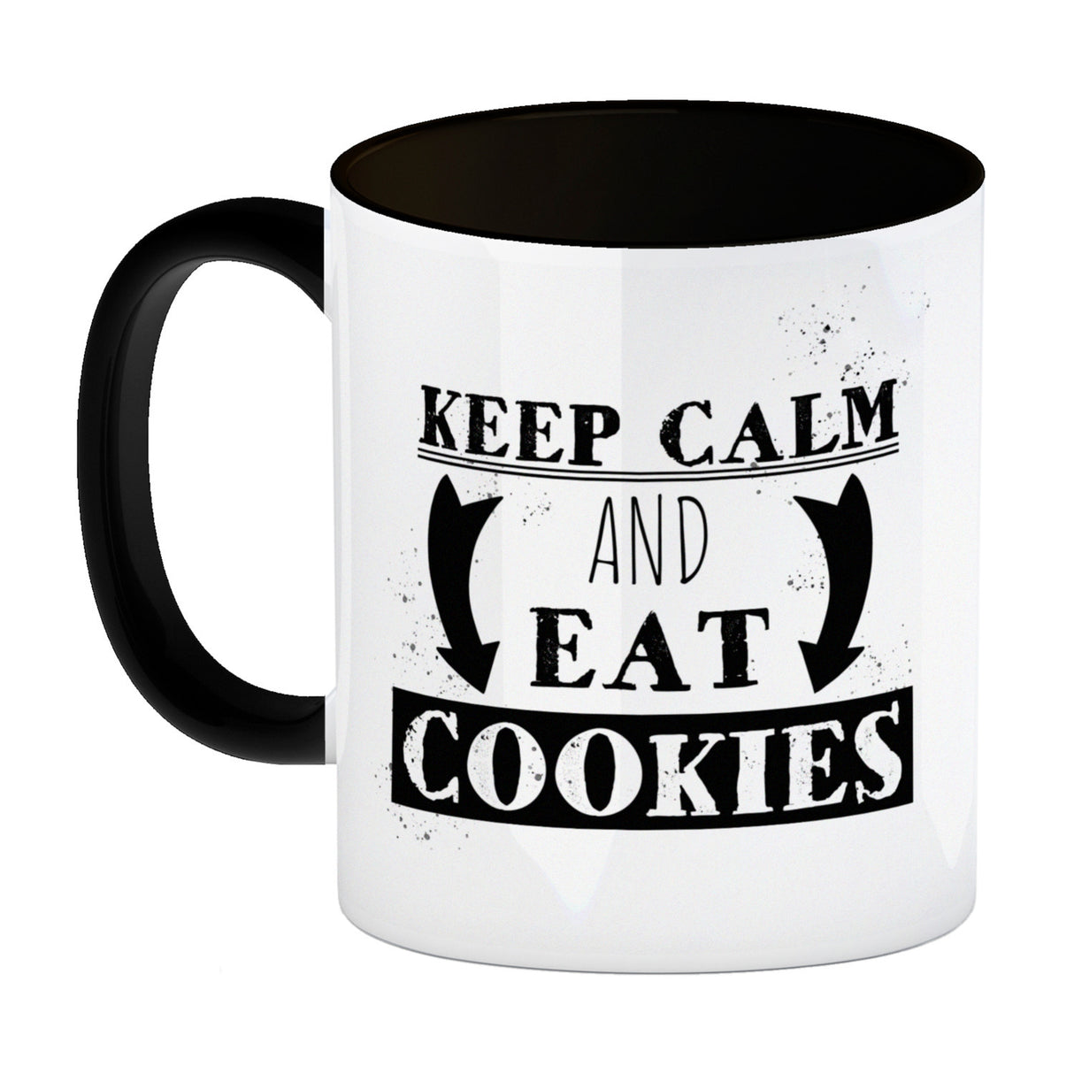 Keep calm and eat cookies Kaffeetasse mit lustigem Keks