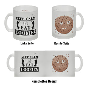 Keep calm and eat cookies Kaffeetasse mit lustigem Keks