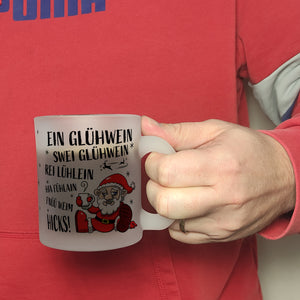 Betrunkener Weihnachtsmann Glühweintasse im Comicstil