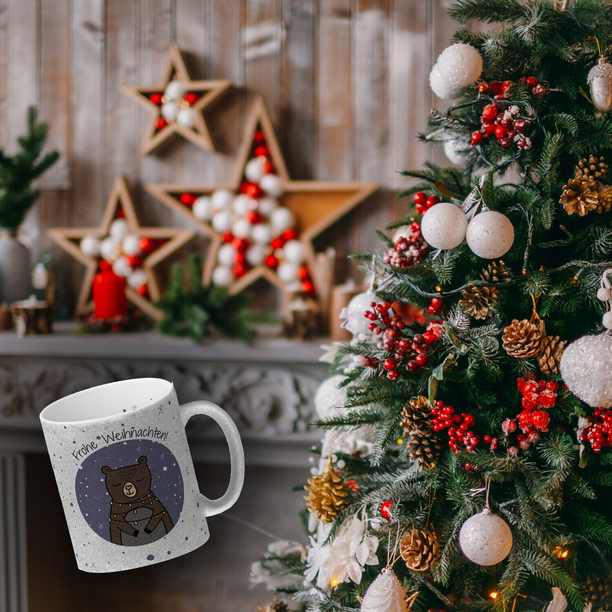 Frohe Weihnachten Kaffeebecher mit süßem Bären