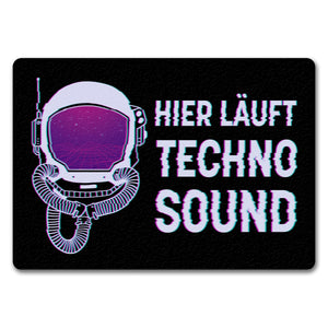 Hier läuft Techno Sound Fußmatte mit Astronautenhelm für Raver