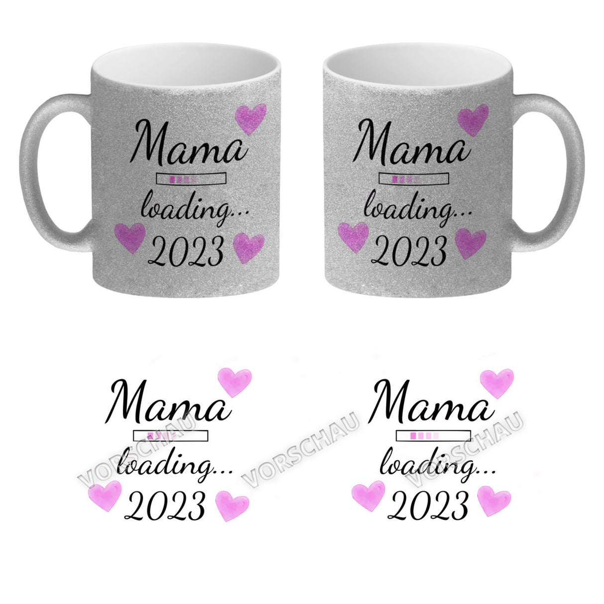 Mama loading 2022 Kaffeetasse mit Herzen für die Schwangerschaft