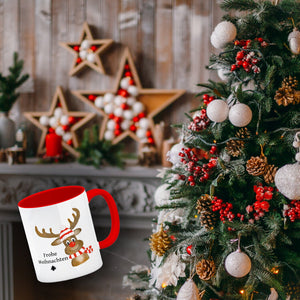 Weihnachten Kaffeebecher mit Rentier und Spruch - Frohe Weihnachten