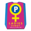 Venussymbol Ladies First Parkscheibe in Lila-Gelb mit 2 Einkaufswagenchips
