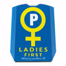 Venussymbol Ladies First Parkscheibe in Lila-Gelb mit 2 Einkaufswagenchips