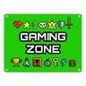 Gaming Zone Metallschild mit Pixel-Items für Zocker in lila