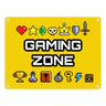 Gaming Zone Metallschild mit Pixel-Items für Zocker in lila