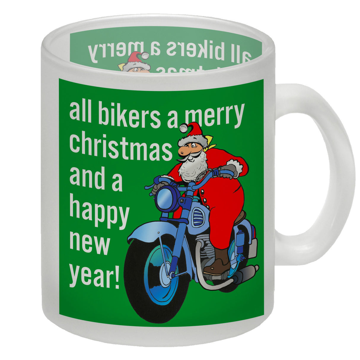 Weihnachten Biker Kaffeebecher mit Weihnachtsmann auf Motorrad