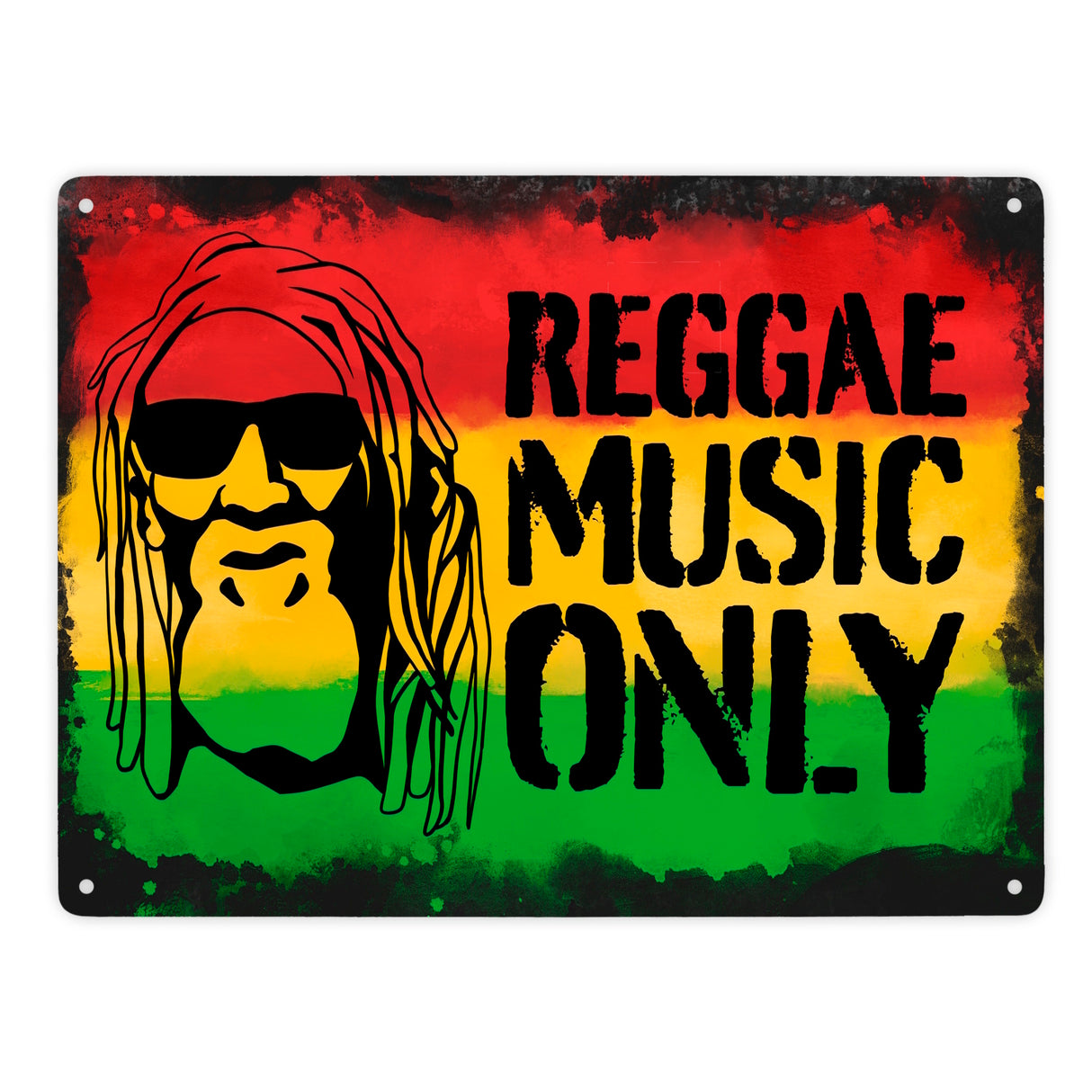Reggae Music Only Metallschild mit Rastafarigesicht