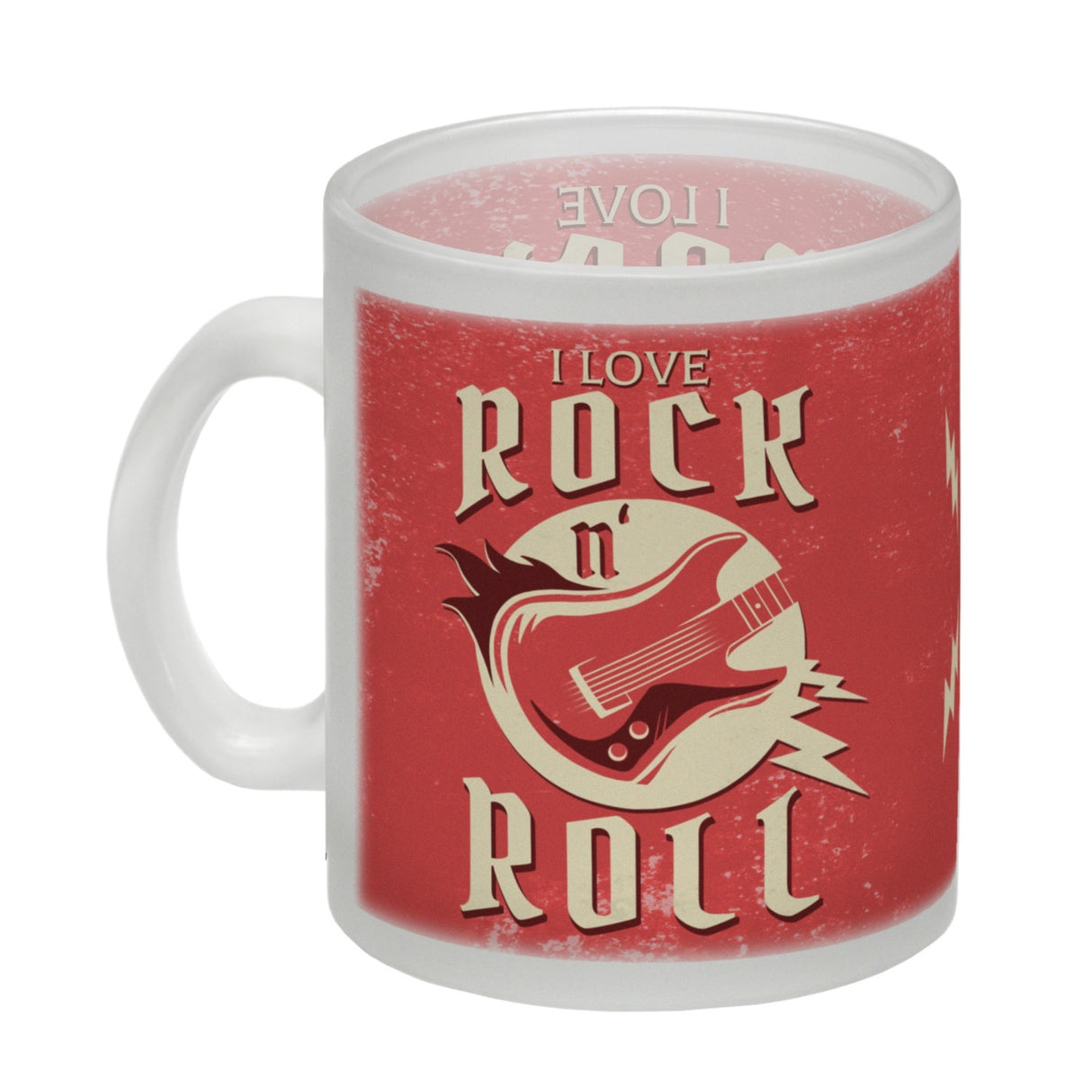 I Love Rock 'n' Roll Kaffeebecher mit Gitarren Motiv
