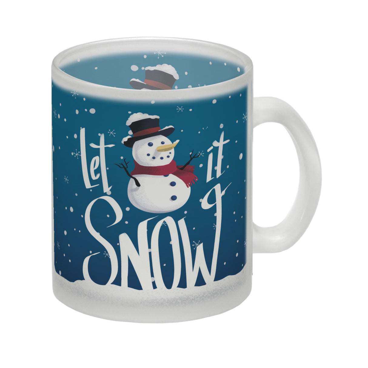 Let it Snow Kaffeebecher mit süßem Schneemann und Schneeflocken