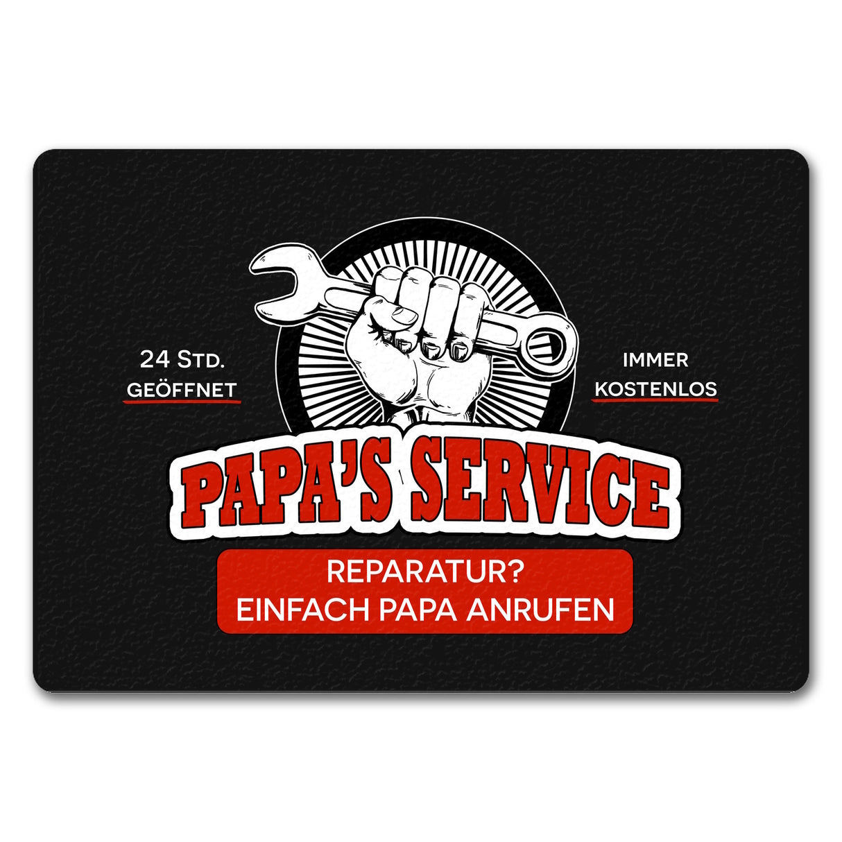 Papa's Service Fußmatte mit Werkstattmotiv