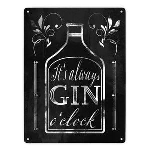 It's always Gin o'clock Metallschild mit Spruch für die Bar