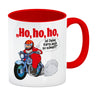 Kaffeebecher zum Thema Weihnachten mit Nikolaus auf dem Motorrad Motiv