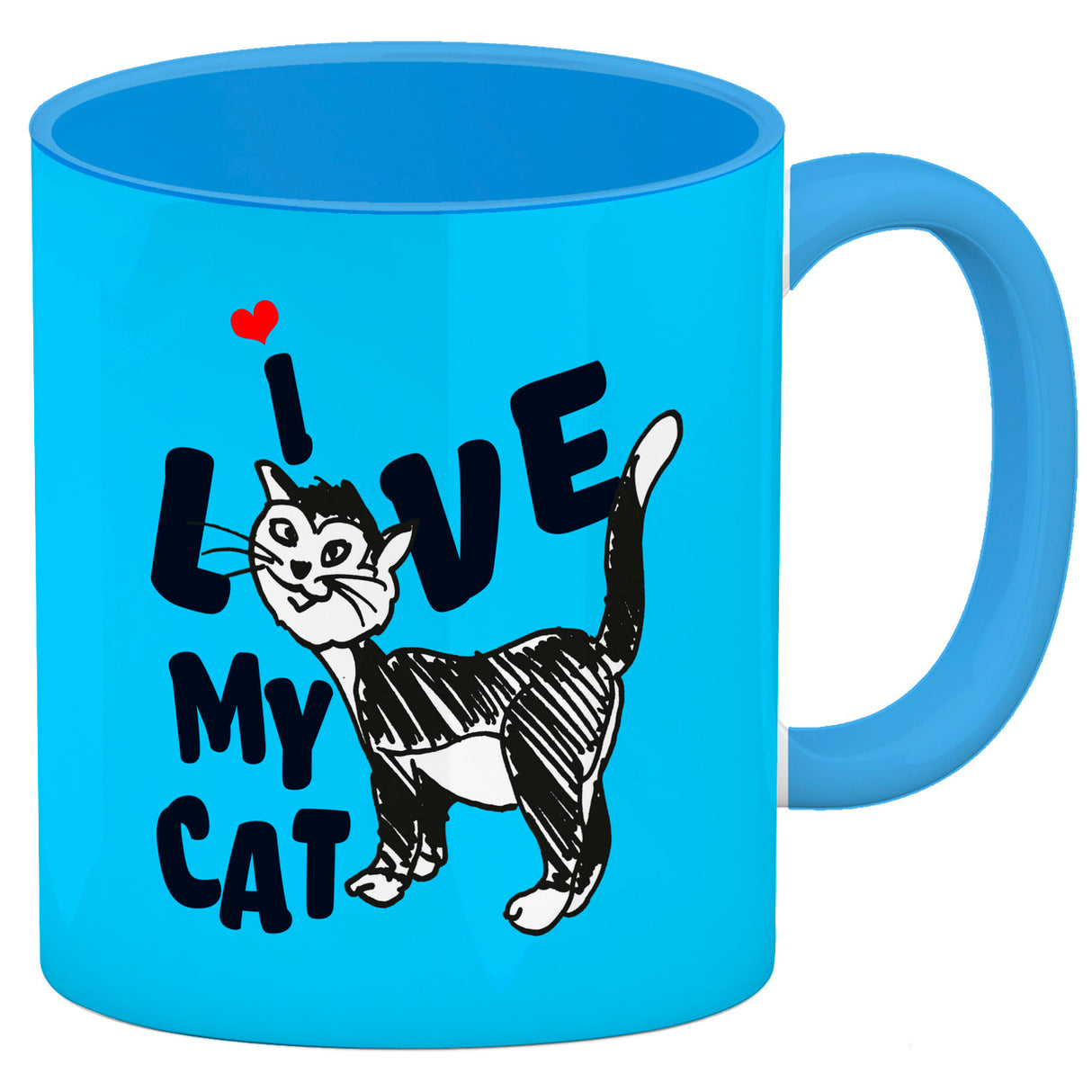 Ich liebe meine Katze Kaffeebecher mit Katzen Motiv und Rosa Hintergrund