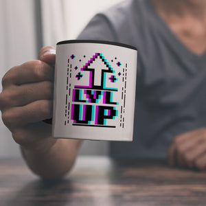 LVL UP Kaffeetasse mit witzigem Videospielmotiv