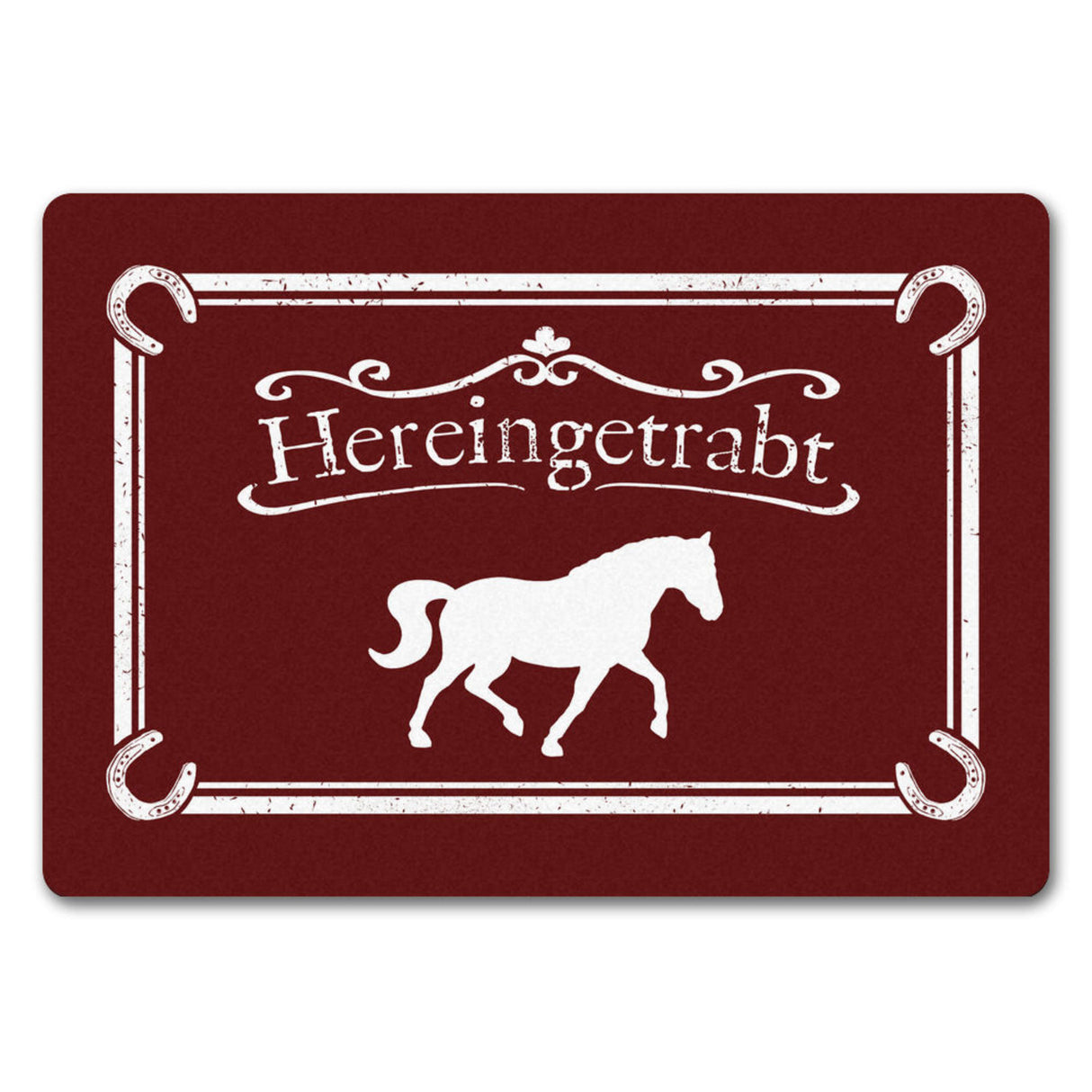 Hereingetrabt Pferde und Reiter Fußmatte in Dunkelgrau