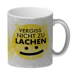 Vergiss nicht zu lachen Kaffeebecher gelbem Gesicht