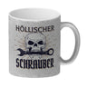 Höllischer Schrauber Kaffeebecher mit Totenkopf und Schraubenschlüssel Motiv