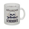 Höllischer Schrauber Kaffeebecher mit Totenkopf und Schraubenschlüssel Motiv