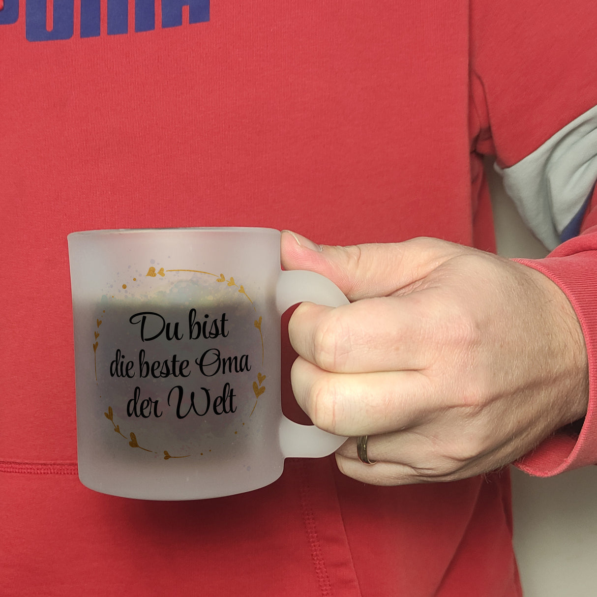 Du bist die beste Oma der Welt Kaffeebecher mit goldenen Verzierungen