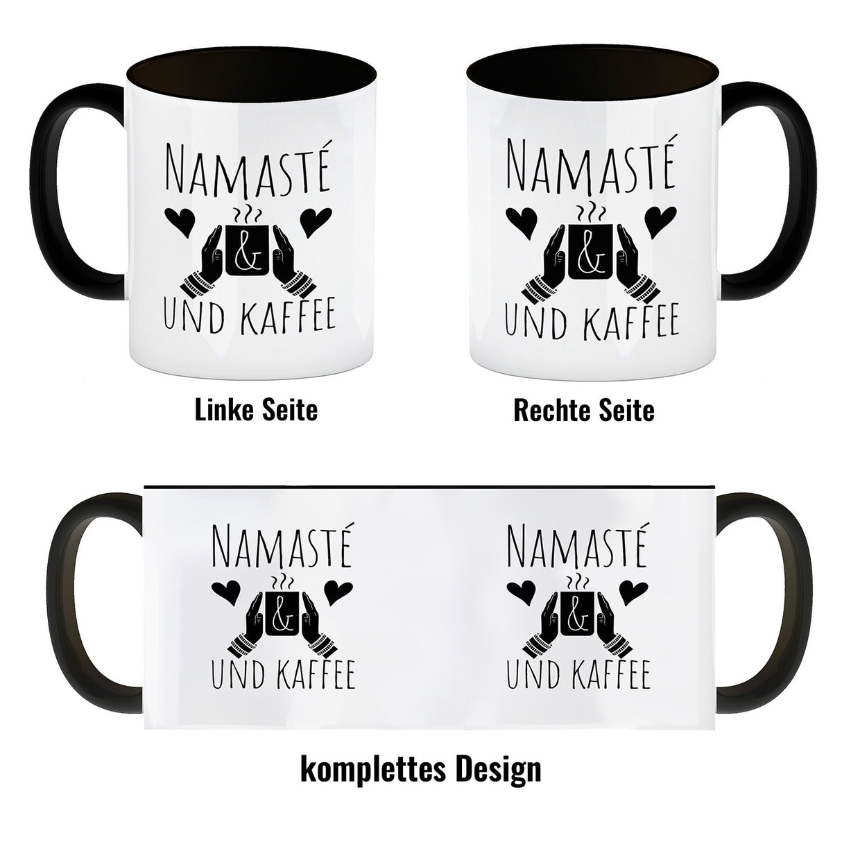 Namasté und Kaffee Kaffeebecher mit entspannendem Motiv