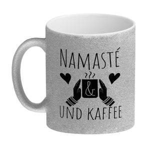Namasté und Kaffee Kaffeebecher mit entspannendem Motiv