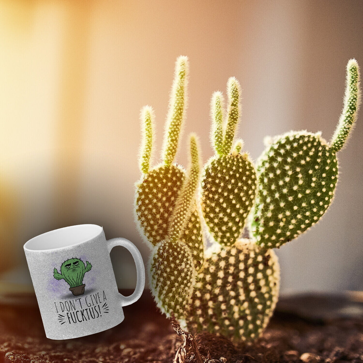 I don't give a Fucktus Kaffeebecher mit genervtem Kaktus