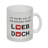 Lieb dich Kaffeebecher mit lustigem Spruch und Herzen