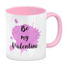 Be my Valentine Kaffeebecher mit rosa Farbkleks