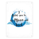 I love you to the Moon and back Valentinstag Metallschild in lila
