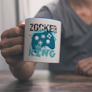 Zocker King Kaffeebecher mit Controller Motiv