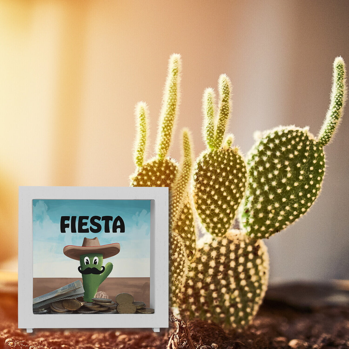 Fiesta - Kaktus mit Sombrero Spardose