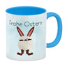 Frohe Ostern Kaffeebecher mit lustigem Osterhasen in Eierschale