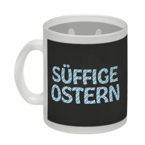Süffige Ostern Kaffeetasse mit bayerischem Osterhasen in Lederhosen